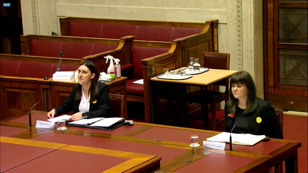 Lauren and Bex before Justice Committee