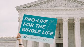 Pro-Life for the Whole Life sign outside US Supreme Court