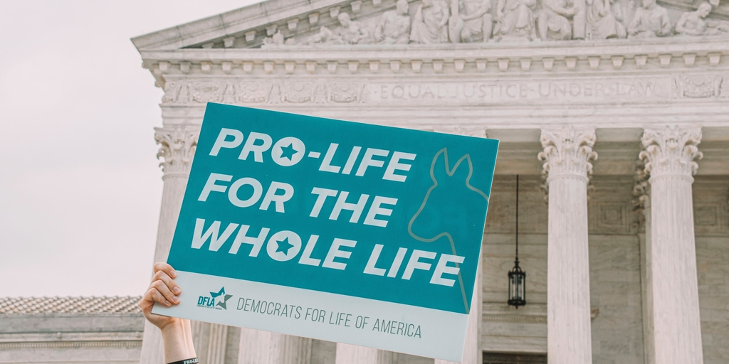 Pro-Life for the Whole Life sign outside US Supreme Court