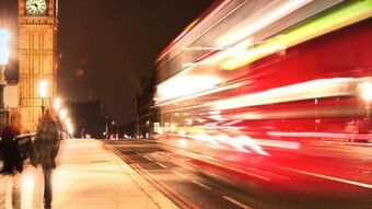 London blurred red bus big ben bridge 6