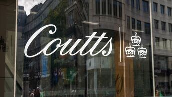 Coutts bank logo on glass