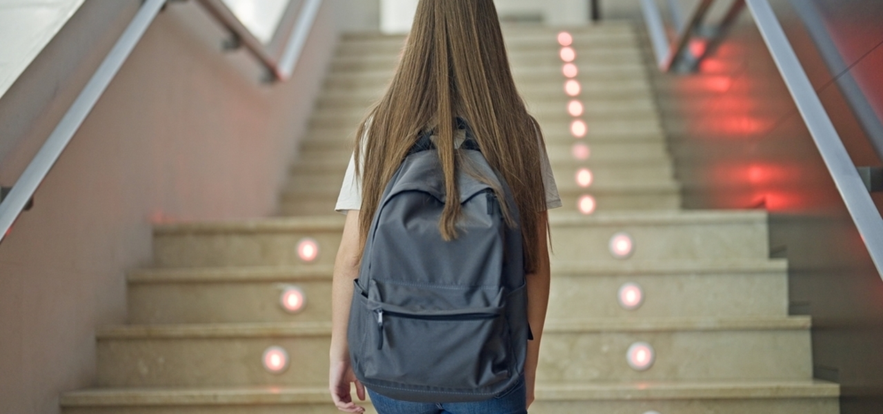 School girl backpack