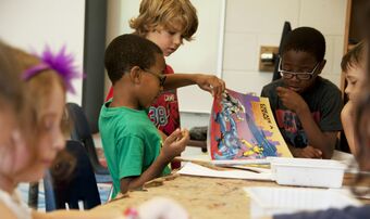 Children reading at school