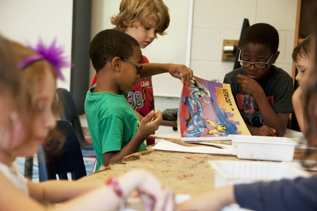 Children reading at school