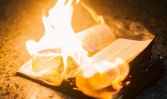 A picture of a book burning