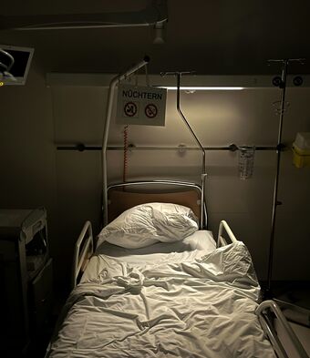 Hospital bed in dark light