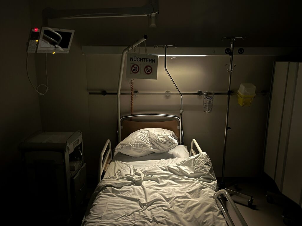 Hospital bed in dark light