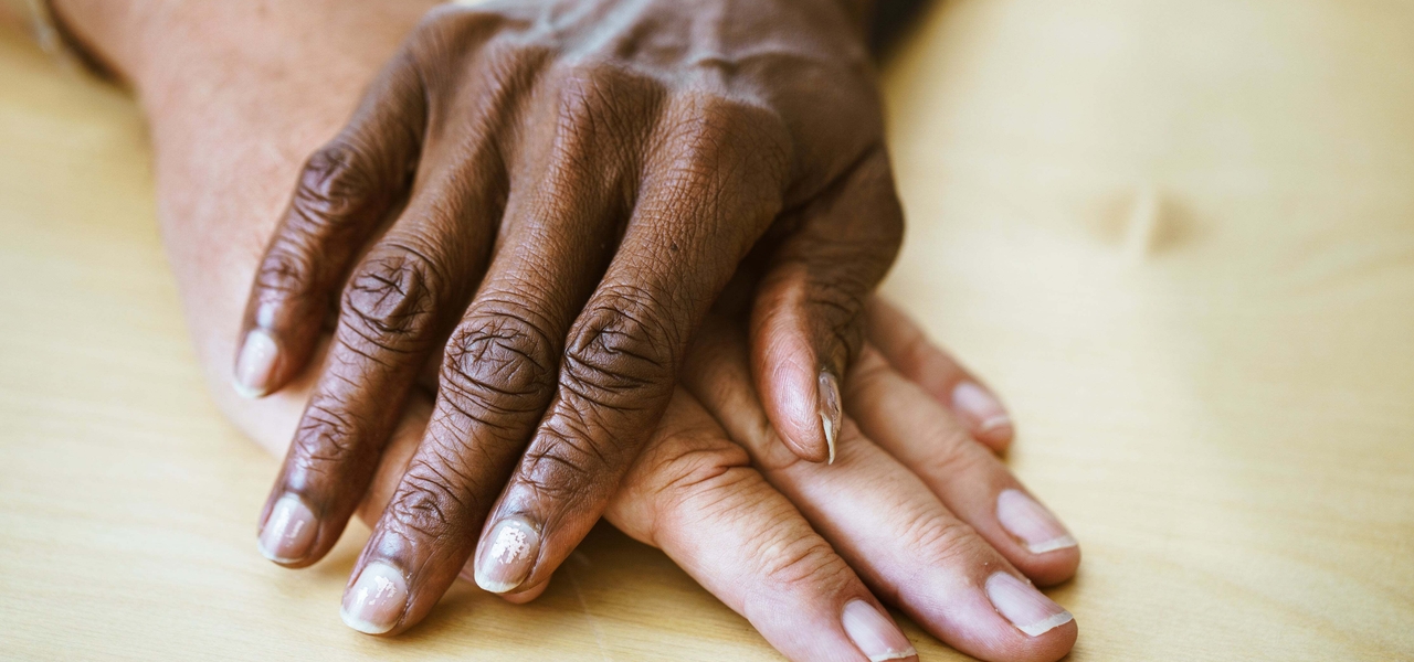 Elderly couples hands