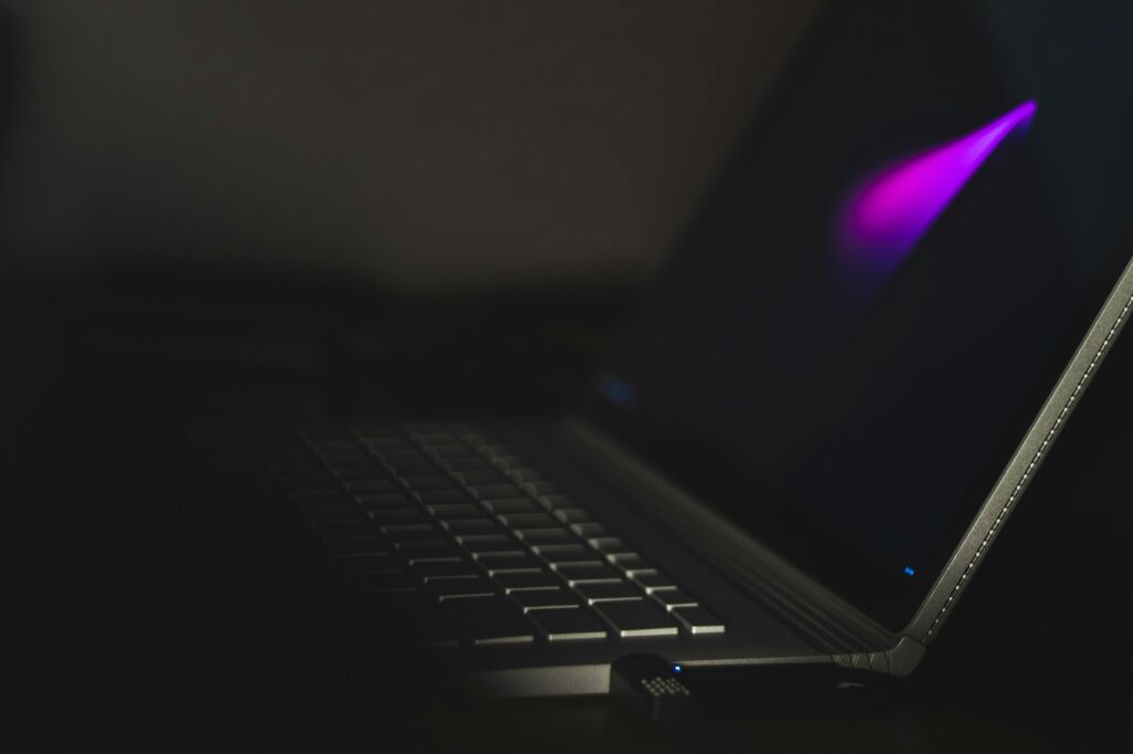 Laptop in the dark