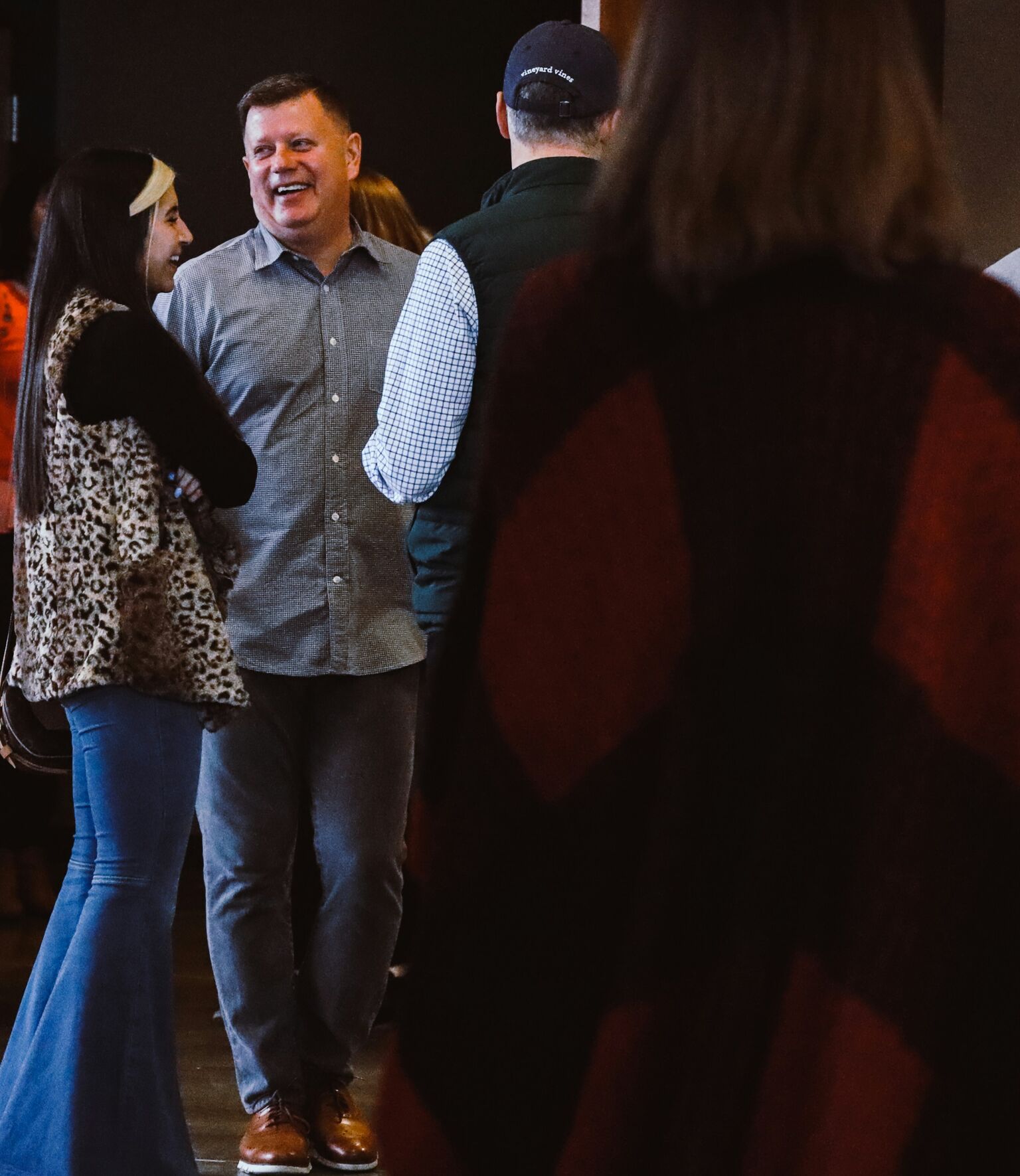 People stood around talking