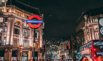Oxford street circus night Christmas lights